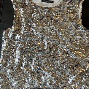 Marc New York Silver and Gold Sequin Top